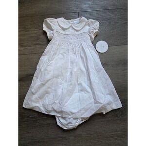 NWT Edgehill Collection Infant 12 month White Peter Pan Collar 100% Cotton Dress